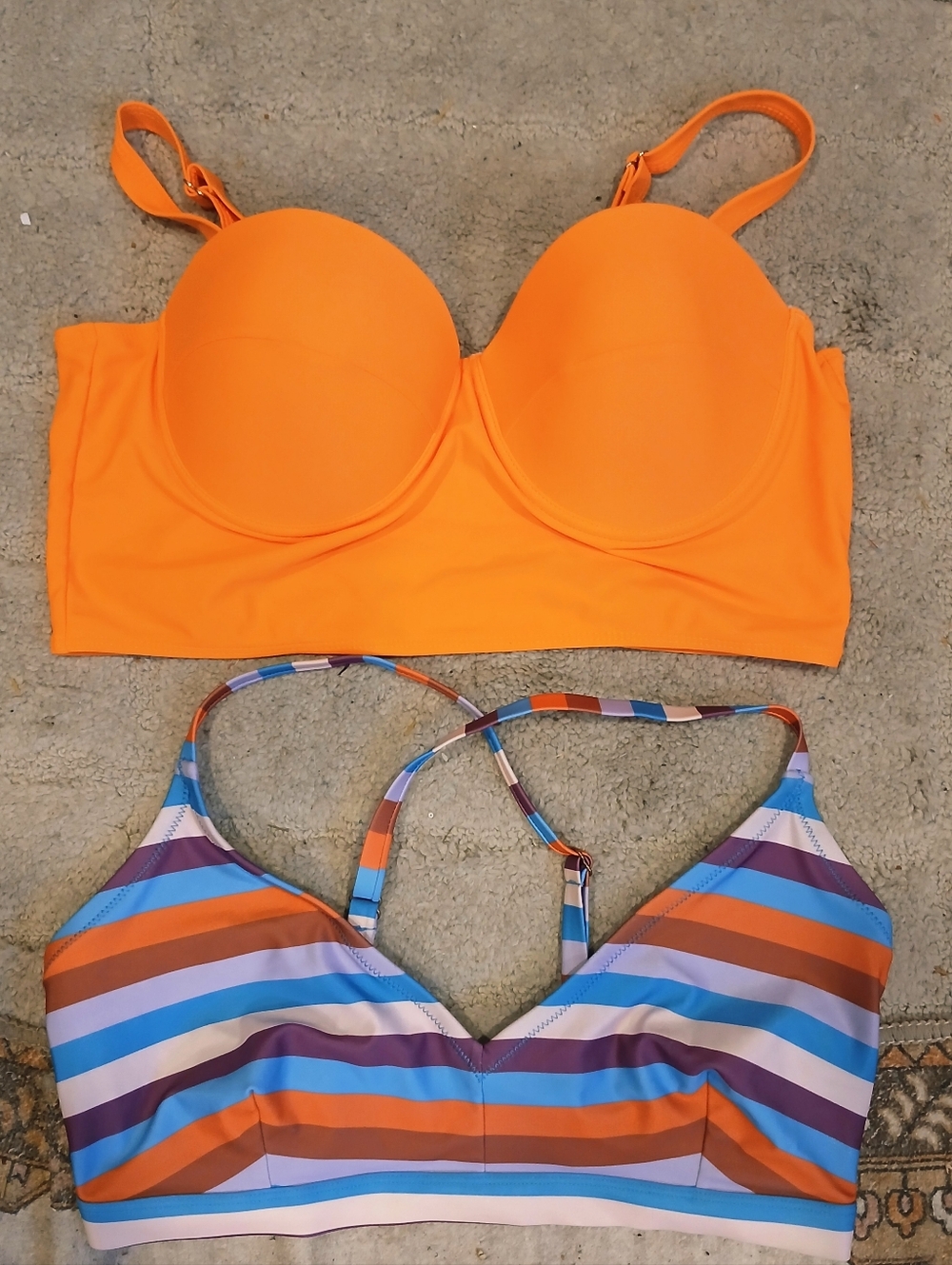 2 bathing suit tops XL
